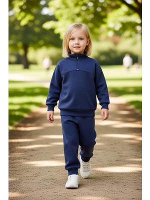 PayBuy Çocuklar Için Rahat Dik Yaka Fermuarlı Üst ve Eşofman Altı Takımı Kaliteli Şık Rahat