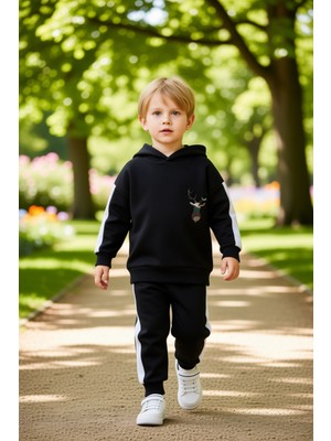 PayBuy Erkek Çocuk Kapüşonlu Oversize Hayvan Figürlü Örme Takım Kaliteli Şık Rahat  Günlük