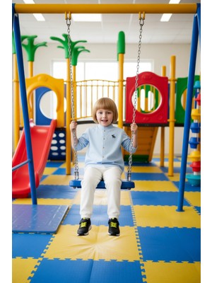 FRM Çocuklar Için Hakim Yaka Nakışlı Gömlek ve Esnek Bel Dokuma Pantolon Takımı Kaliteli Şık Rahat