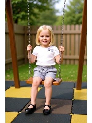 FRM Kız Çocuk Bisiklet Yaka T Shirt ve Kare Desenli Şort Seti Kaliteli Şık Rahat  Günlük