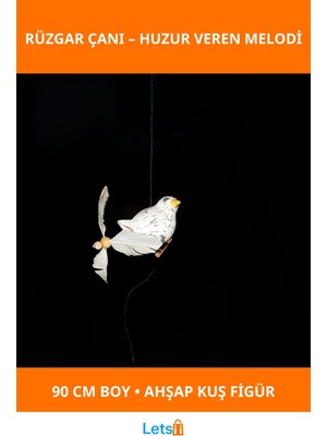 Letsii Ahşap Kuş Figürlü Rüzgar Çanı 90 cm Dekoratif Bahçe Aksesuarı