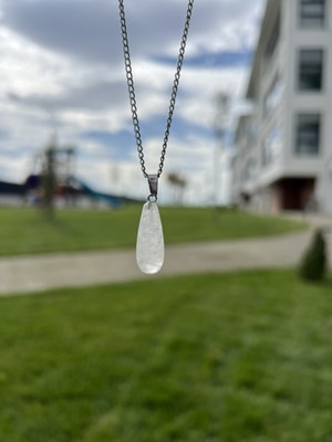 Taşmeran Kristal Kuvars Damla Doğal Taş Kolye TKY0364