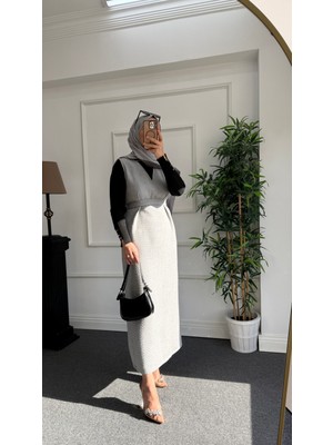 Nisa Nalbantoğlu Gri Tüvit Tesettür Jile