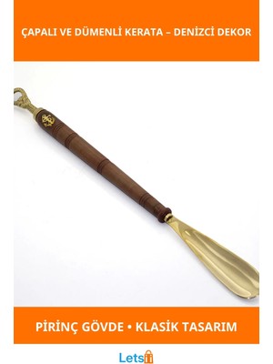 Letsii Antik Pirinç Çapalı ve Dümenli Dekoratif Kerata