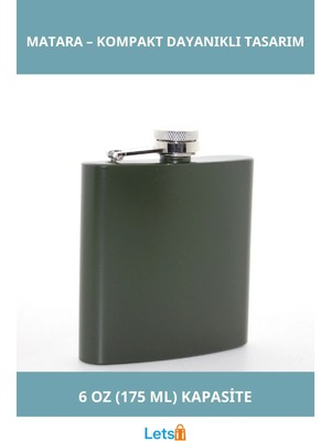 Letsii Paslanmaz Çelik Sızdırmaz Tekli 6 Oz Matara Şık ve Dayanıklı