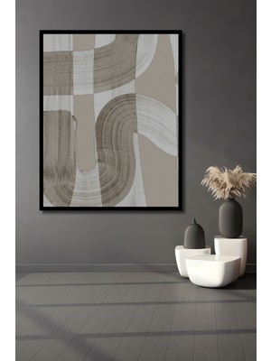 Teona Ahşap Dekoratif Ahşap Dikdörtgen Tablo Soyut Fırça Izleri Çerçeve Görünümlü