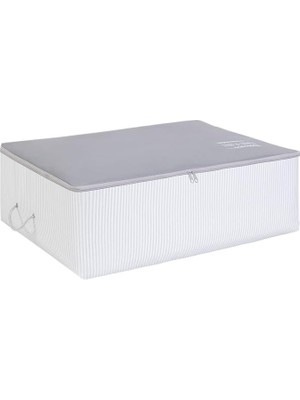 Home Textile Büyük Boy Gri Çizgili Stuff & Things Baza Altı Hurç 62 x 46 x 22 cm