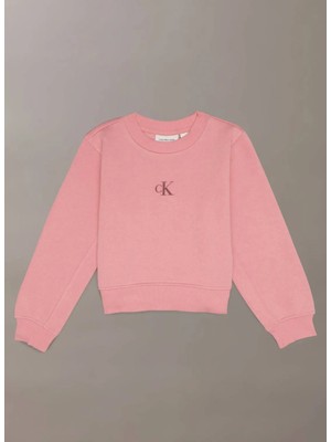 Calvin Klein Baskılı Kız Çocuk Pembe Sweatshırt IG0IG02639VAZ