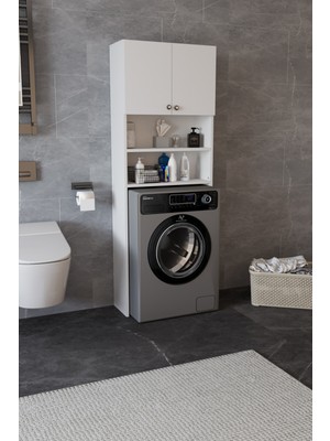 Dekorfim DF03103B Çamaşır Makinesi Üstü Düzenleyici Dolap Çamaşır Makinesi Dolabı