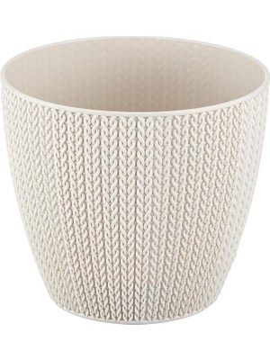 Sml2 Sümela Saksı Tabaklı 14CM, 1,4 Litre Dekoratif Saksı Kirli Beyaz