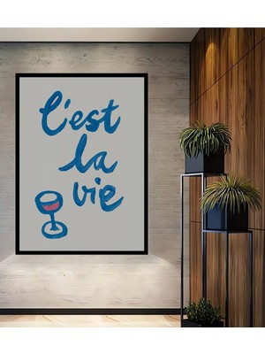 Teona Ahşap Dekoratif Ahşap Dikdörtgen Tablo Lest La Vie Yazı Stili Çerçeve Görünümlü
