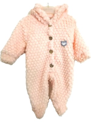 Dandini My Baby Kumsal Petek Desenli Kapişonlu Polar Bebe Tulumu Dandini