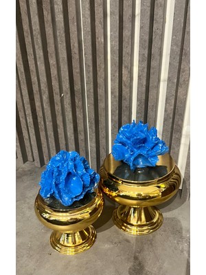 Dekoratif Gold 2 Li Mercan Ayaklı Metal Kutu Aksesuar