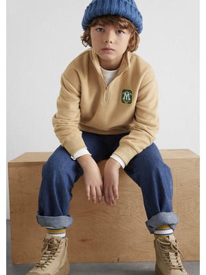 Mavi Yarı Fermuarlı Bej Polar Sweatshirt 6S10153-83859