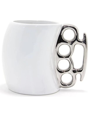 Ronanna Porselen Muşta Tasarımlı Kupa Bardak Gümüş Renk