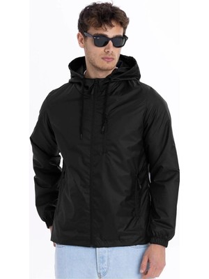 D1fference İçi Astarlı Cepli Kapüşonlu Jel Elyaflı Su ve Rügar Geçirmez Erkek Yağmurluk