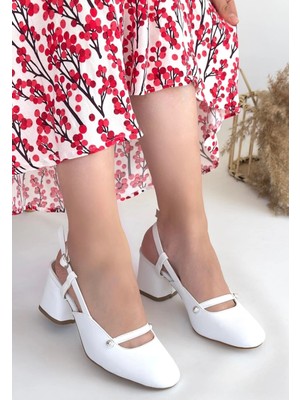 Bilfold Jecci Beyaz Cilt Topuklu Ayakkabı