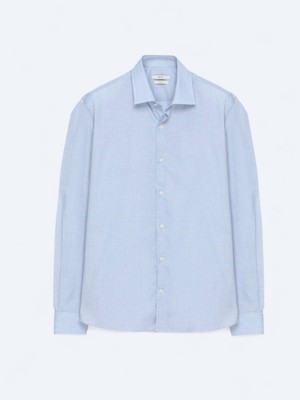 Kip Koyu Lacivert Regular Fit Dokuma Klasik Pamuk Karışımlı Gömlek