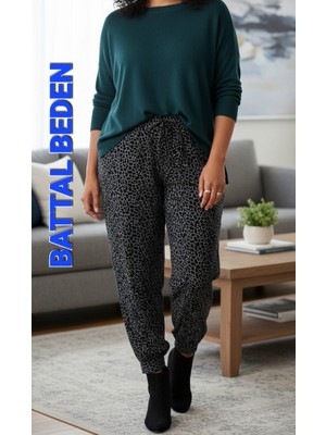 Kadın Bayan Battal Büyük Beden Viskon Süet  Kumaş Bel Lastikli  Eşofman Pijama Altı Pantolon Bol Rahat Kalıp 60 Ile 90 Kiloğrama Kadar Olur  Standart Beden