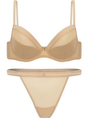 Wonna Aria Taş Detaylı Desteksiz Sütyen ve Külot Takım- 2734 Ten