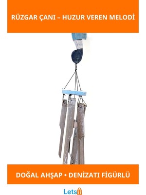 Letsii Ahşap Denizatı Figürlü Rüzgar Çanı No:1 Dekoratif Ses Çanı