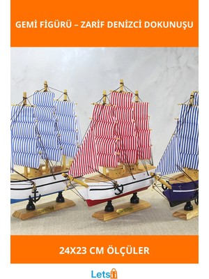 Letsii Ahşap Deniz Temalı Dekoratif Gemi 24X23 cm