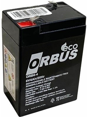 Orbus 6V 4 Ah Akü Kuru Tip (70*48*101) (0,66 Kg) Eco