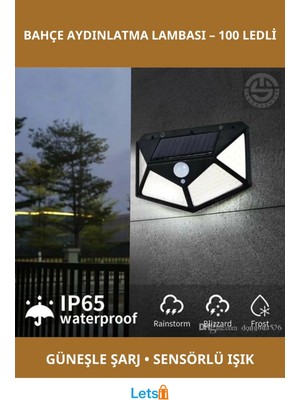 Letsii Güneş Enerjili 100 Ledli Bahçe Aydınlatma Lambası