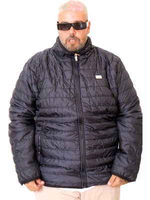 ModeXL Mode Xl Lacivert Büyük Beden Erkek Mont Dik Yaka 25705 2022 Sonbahar-Kış Sezonu