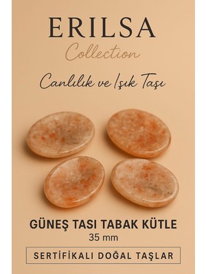 Erilsa Sertifikalı Güneş Taşı Kase Kütle 35 mm - Doğal Canlılık ve Işık Taşı