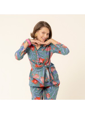 Tavas Dijital Baskılı Gömlek - Yeşil