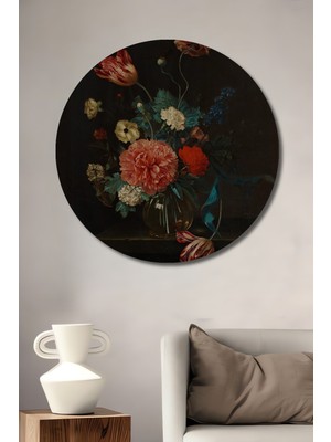 Teona Ahşap Dekoratif Ahşap Yuvarlak Tablo Çiçek Buketi