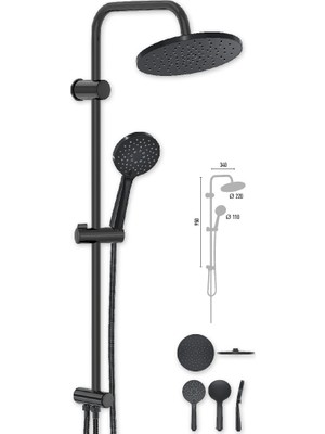 Valtemo Duş Seti Nobel Jet Black