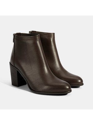 Desa Kadın Kahve Kalın Topuklu Deri Bot