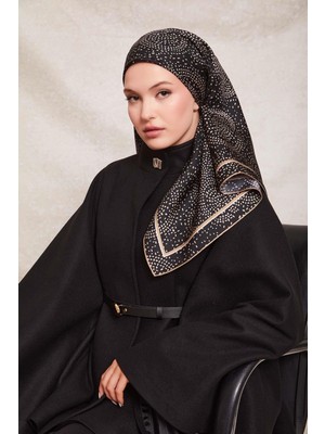 Lêvi D'or Siyah - Camel Noktalı Daireler Bask. Twill İpek Eşarp