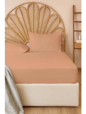 Açık Turuncu Çift Kişilik Pamuklu Düz Çarşaf