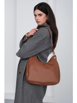 Shule Bags Valerie Örgülü Omuz Çantası Taba