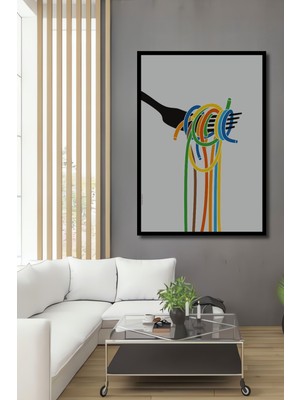 Teona Ahşap Dekoratif Ahşap Dikdörtgen Tablo Renkli Makarna Sanatı Çerçeve Görünümlü