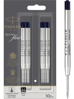 Tükenmez Kalem Yedekleri | Orta Nokta | Siyah Quinkflow Mürekkebi | 10 Sayım (Ambalaj Değişebilir)