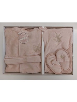 Bebessi %100 Pamuk Bornoz Seti Pudra Pembe BBSS.PPMB.3980