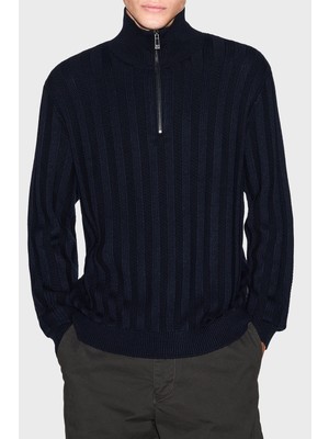 Armani Exchange Yün Karışımlı Relaxed Fit Yarım Fermuarlı Dik Yaka Kazak Erkek Kazak XM001332 AF13776 UB101