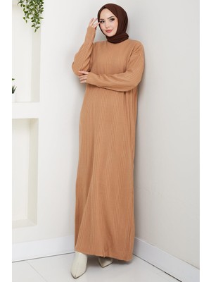Fitilli Triko Elbise Camel HM2247
