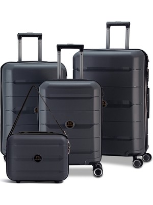 Fiyaka My-Pp 4'lü Tekerlekli Kırılmaz  Set Valiz  Polipropilen Süper Esnek Kırılmaz Tekerlekli Valiz Bavul Seyaha Valiz Seti