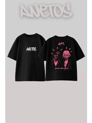 Anetos Bruno Mars 7 Tasarım Sırt Baskılı Pamuk Siyah Oversize T-Shirt