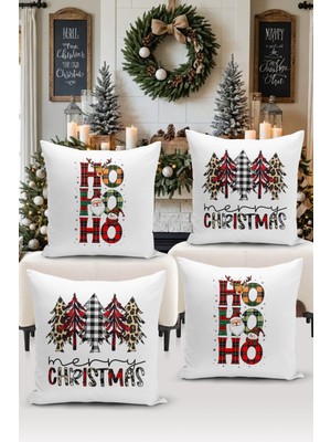 Bertille Home Yılbaşı Serisi Çift Tarafı Dijital Baskılı  4'lü Kırlent Kılıfı Seti (Christmas Noel Cushion Cover)