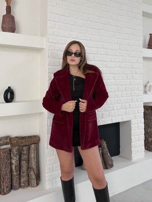 Ded Collection Kadın Siyah Kemer Detaylı Kapaklı Cepli Klasik Yaka Yumuşak Dokulu Şık Fox Ceket