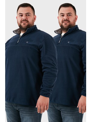 Buratti Regular Fit Anti-Pilling Büyük Beden Dik Yaka Kışlık Şardonlu 2'li Paket Polar Erkek POLAR 5906001BS2