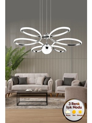 Papatya Model 3 Renk Metal Salon Mutfak Oturma Yatak Odası Modern LED Sarkıt Avize