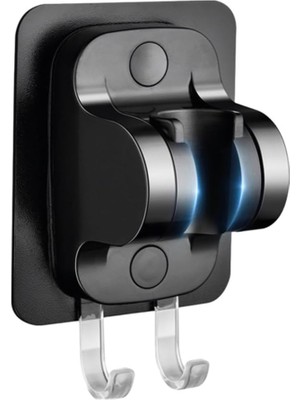 Misda Store Siyah Askılıklı 3m Yapışkanlı Banyo Duş Mafsalı Duş Başlığı Askısı 15 kg Taşıma Kapasiteli Mafsal Tutacak