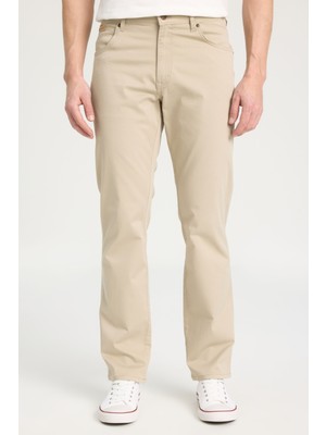 Wrangler W121Y6C06 Bej Erkek Texas Straigh Düz Paça Normal Bel Esnek Pantalon